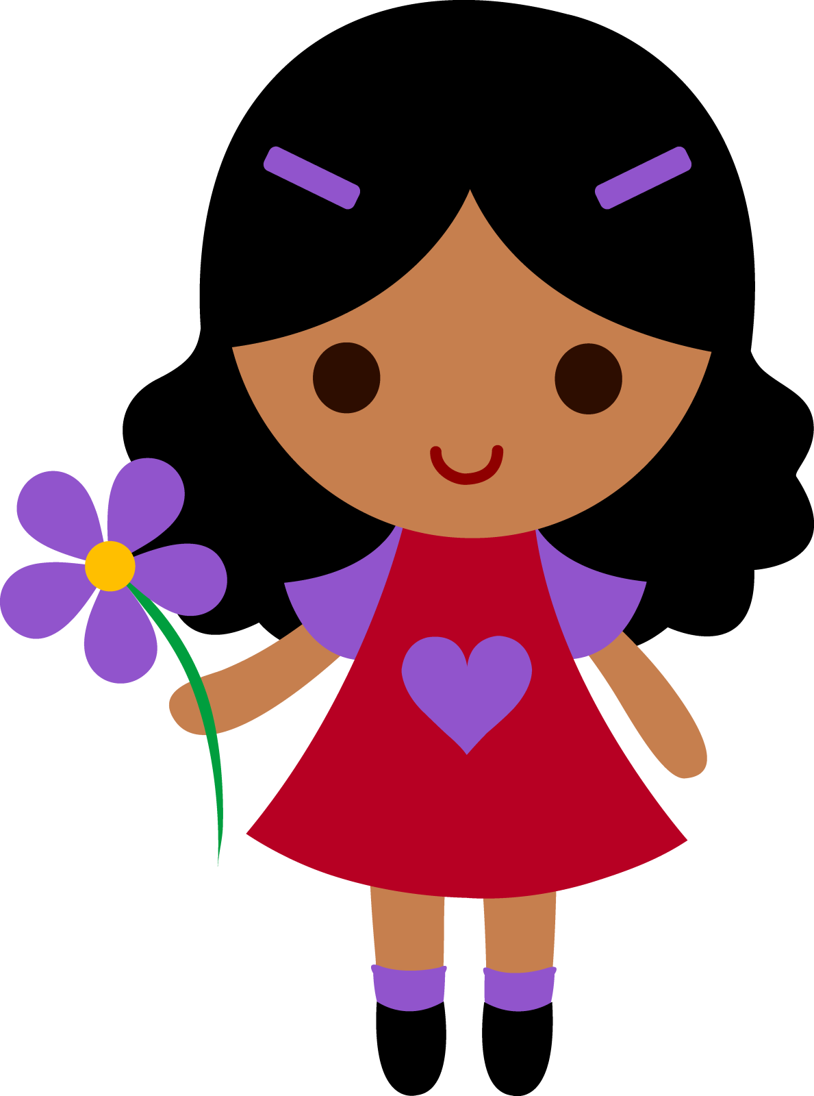 a little girl with a flower in her hand
