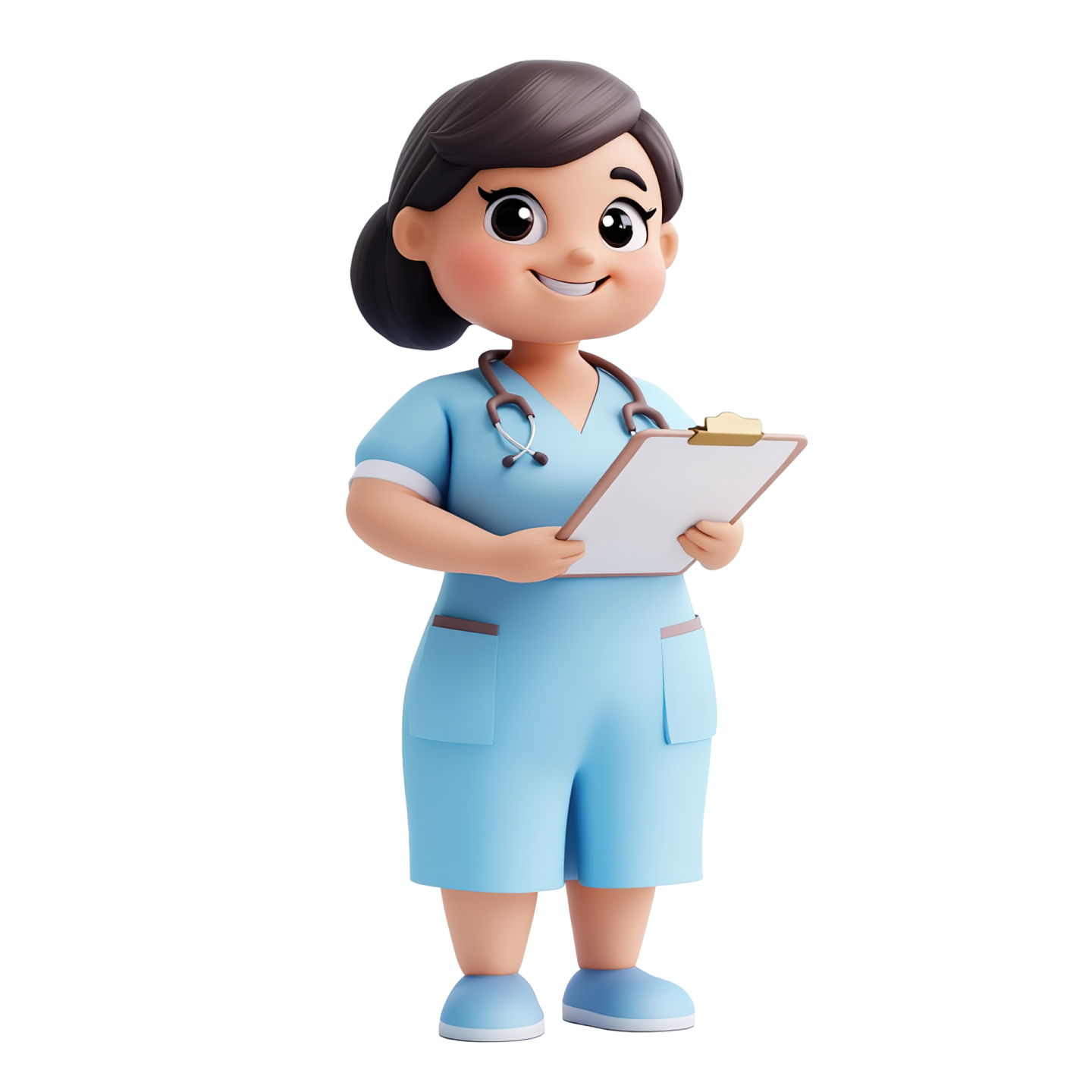 3d illustration of a female doctor holding a clipboard
