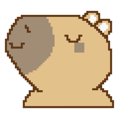 an illustration of a dog's head in pixel style