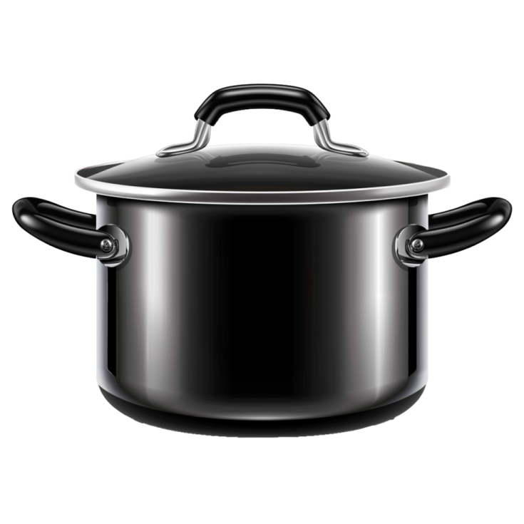 a black pot on a white background