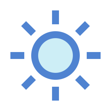 a blue sun icon on a white background