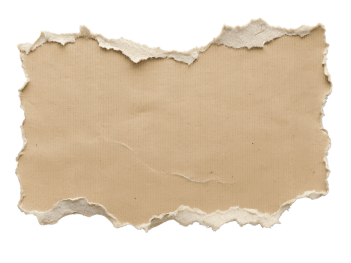 a piece of torn paper on a white background