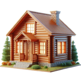 a small wooden house on a white background