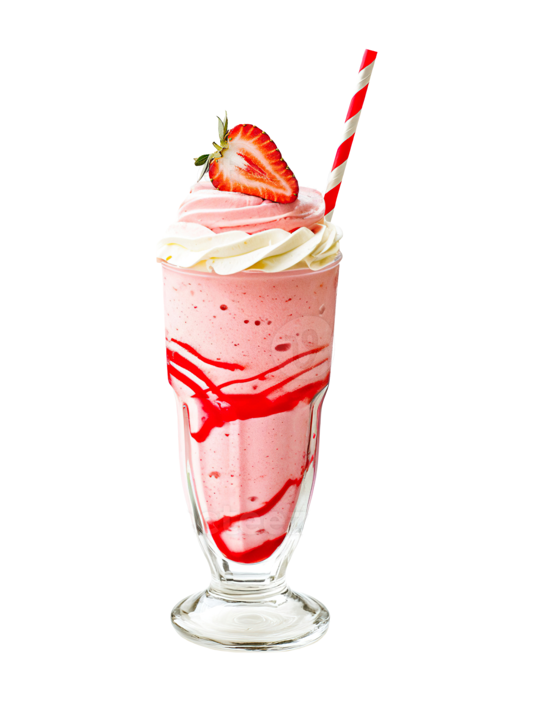 a strawberry milkshak with whipped cream and strawberries