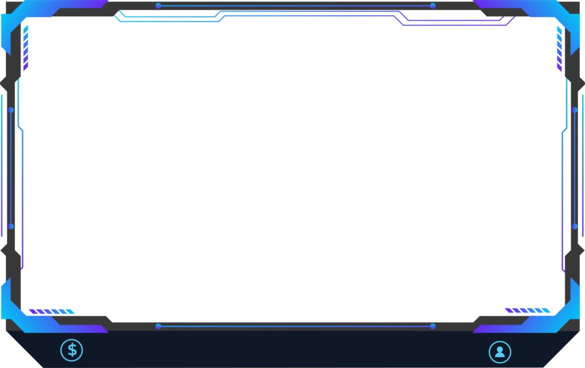 a blue and purple frame with a white background