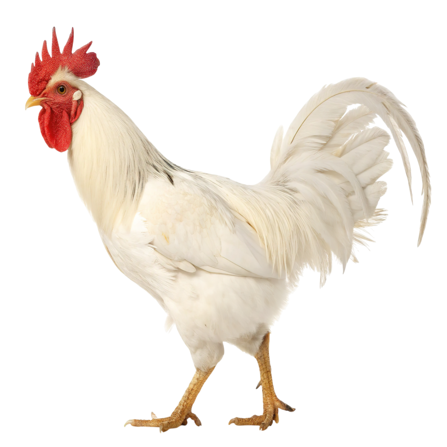 a white and red rooster