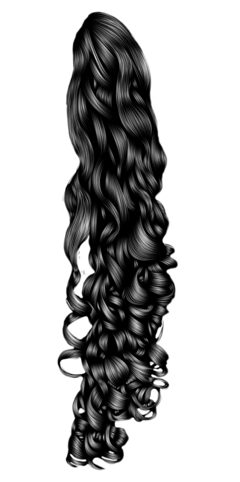 a black and white drawing of a woman's hair