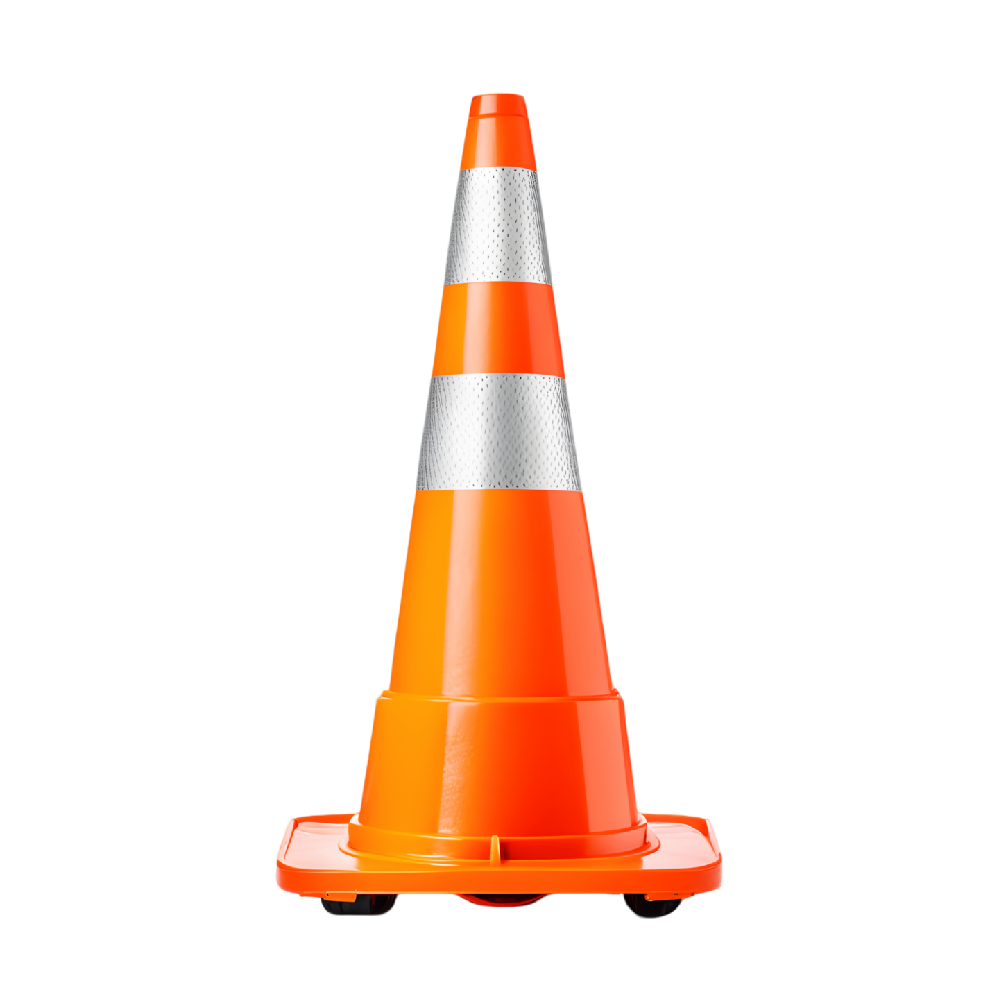 an orange traffic cone on a white background