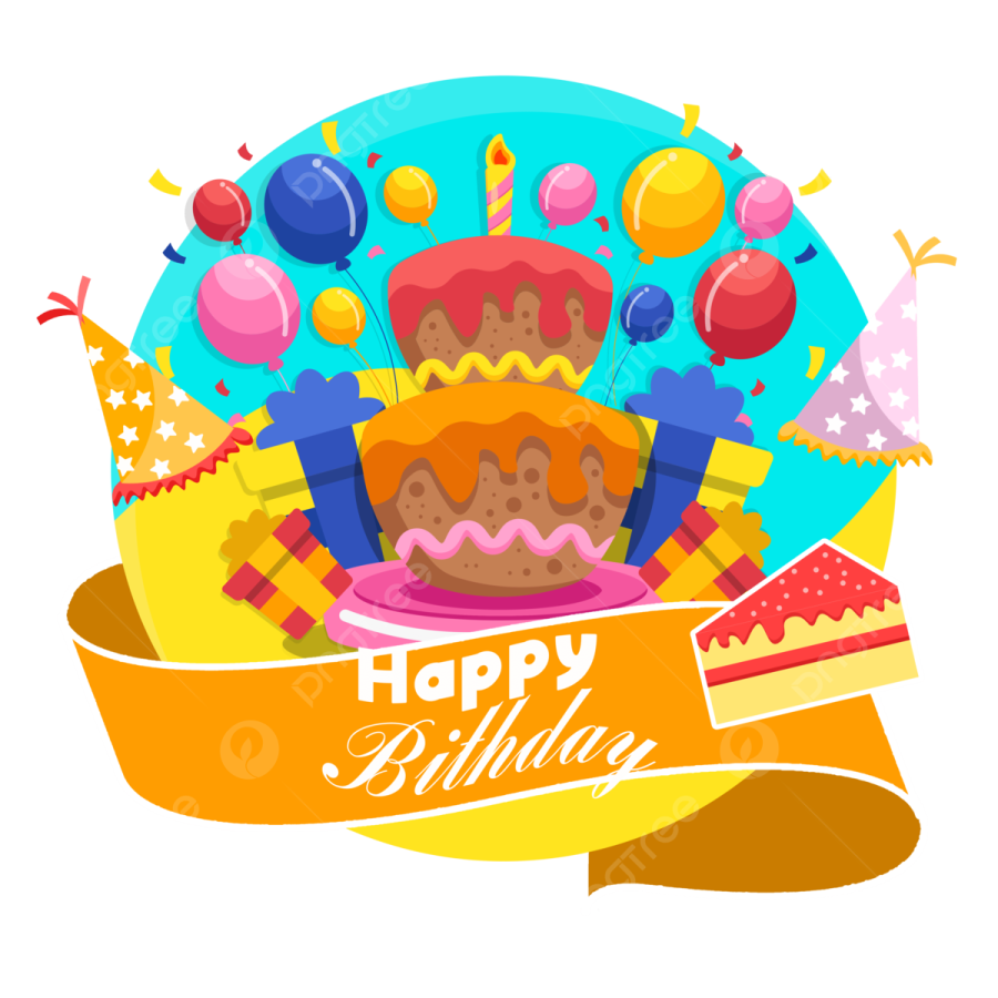 a happy birthday cake with balloons and cons