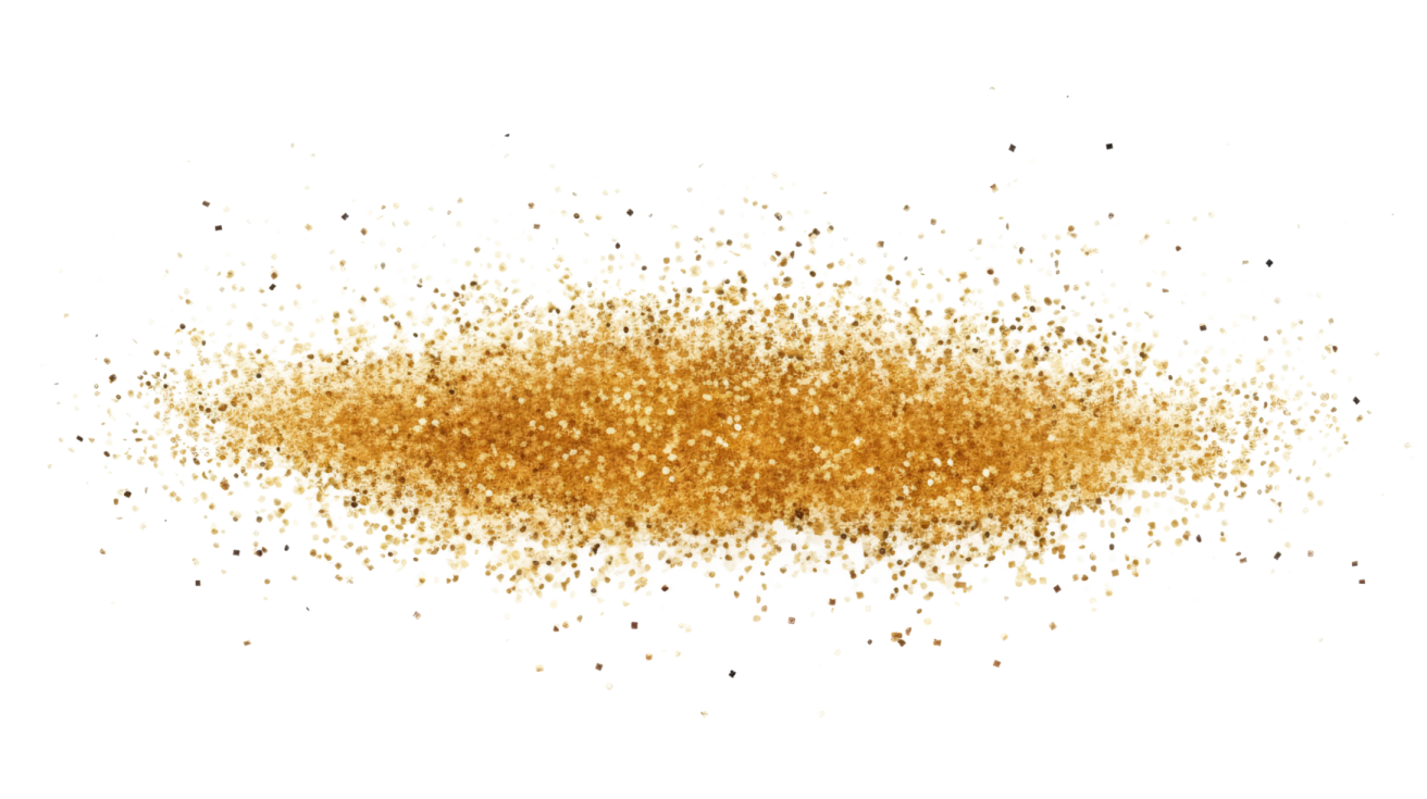 a pile of gold glitter on a white background