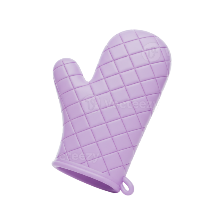 a purple oven mit on a white background
