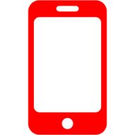 a red phone with a white screen