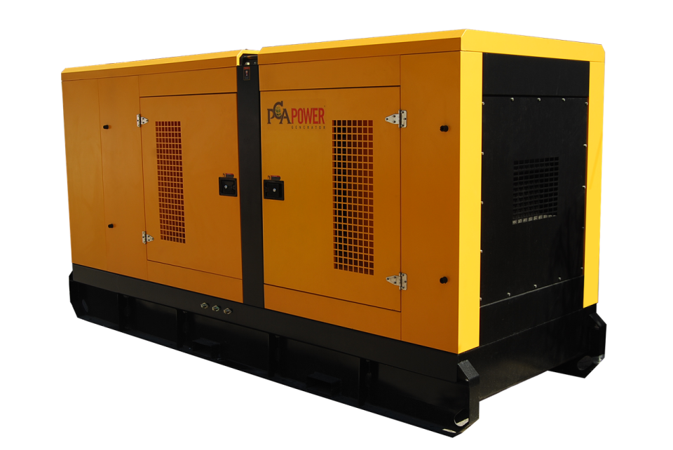 a yellow and black generator on a white background