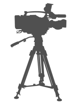a black and white silhouette of a camera