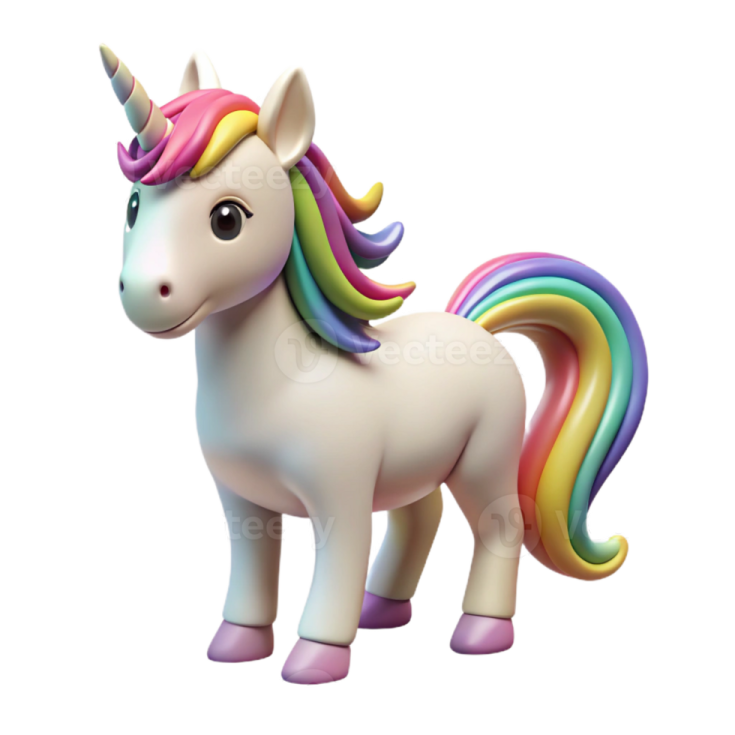 a white unicorn with pink hair and a rainbow mane