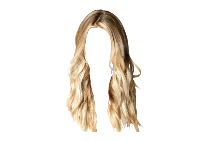 a blonde wig on a white background
