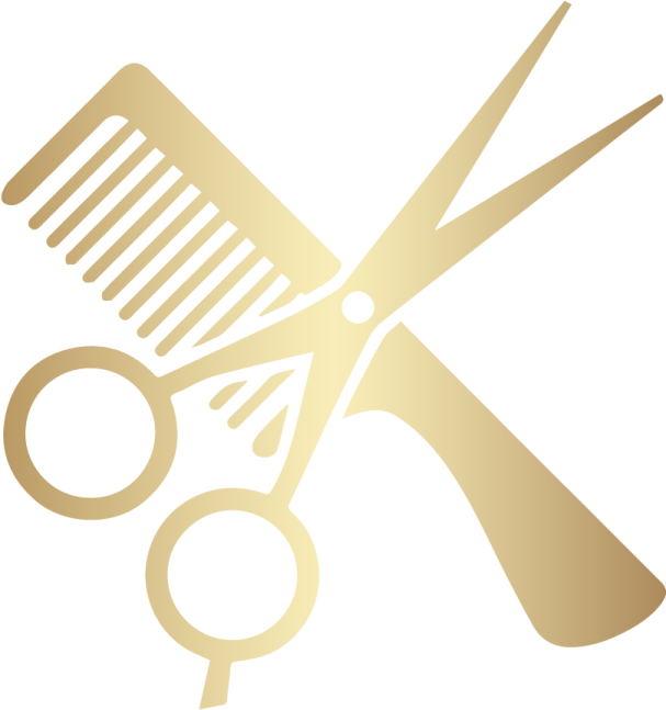 a pair of scissors and a comb