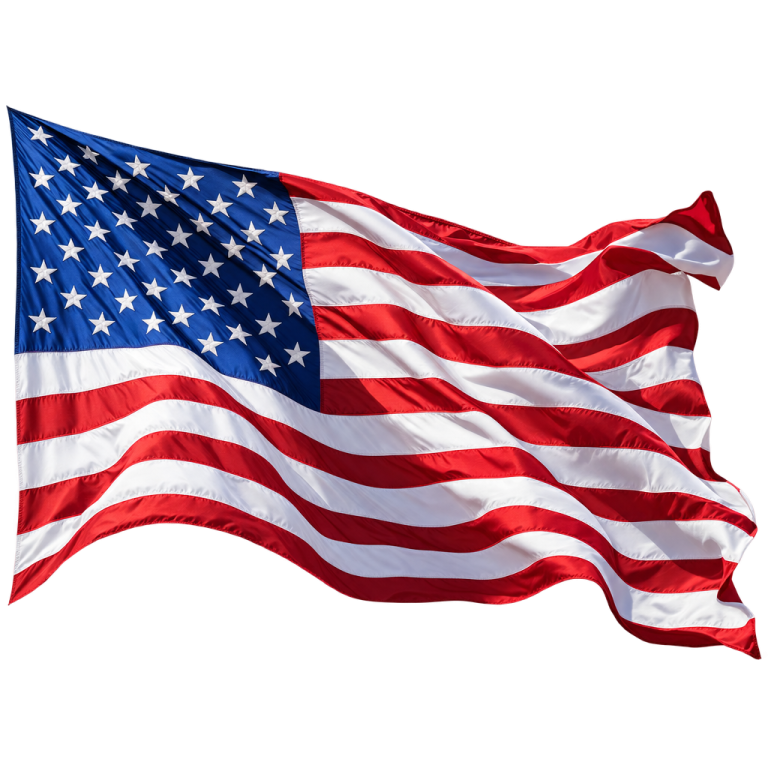 an american flag flying in the wind