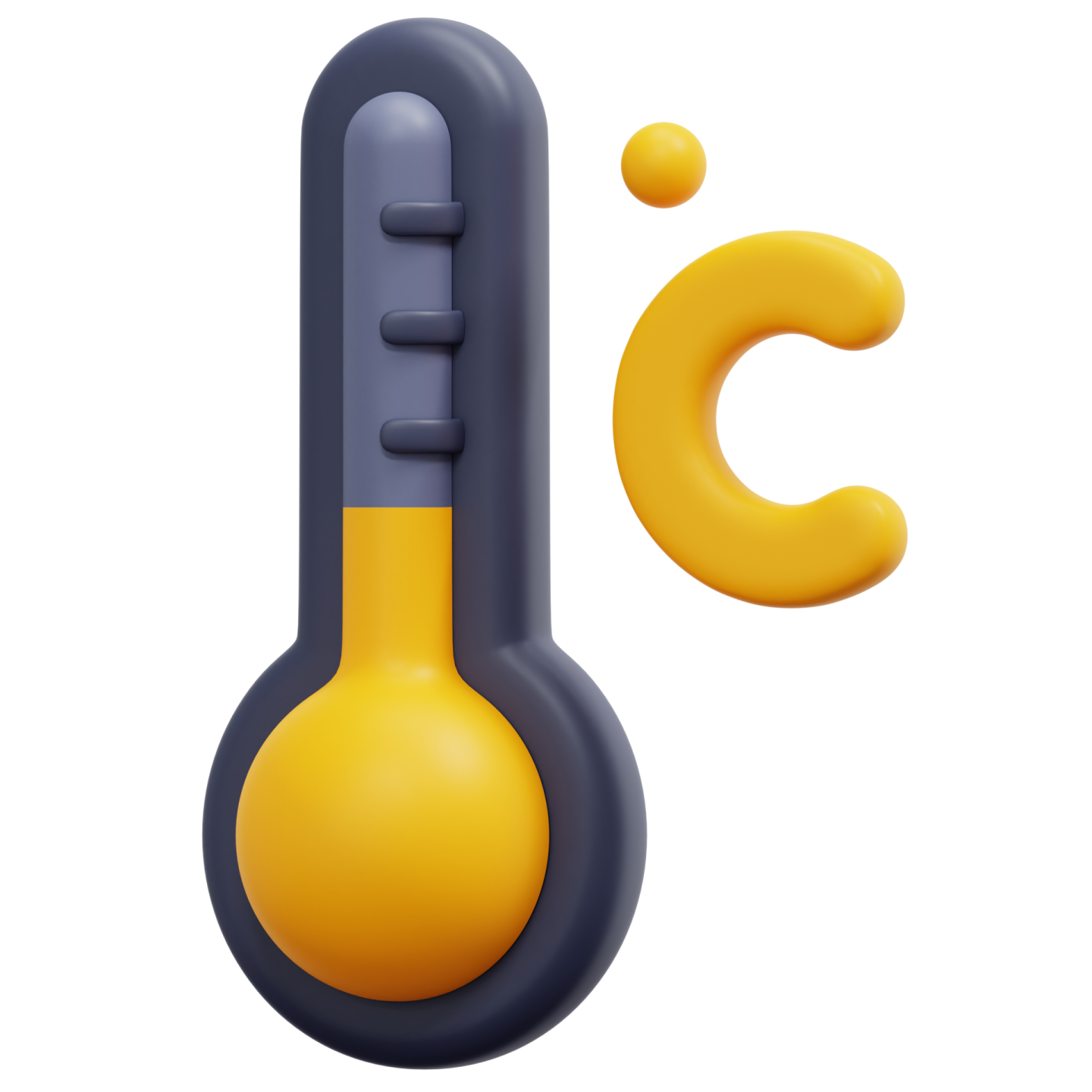 a yellow and black thermometer on a white background