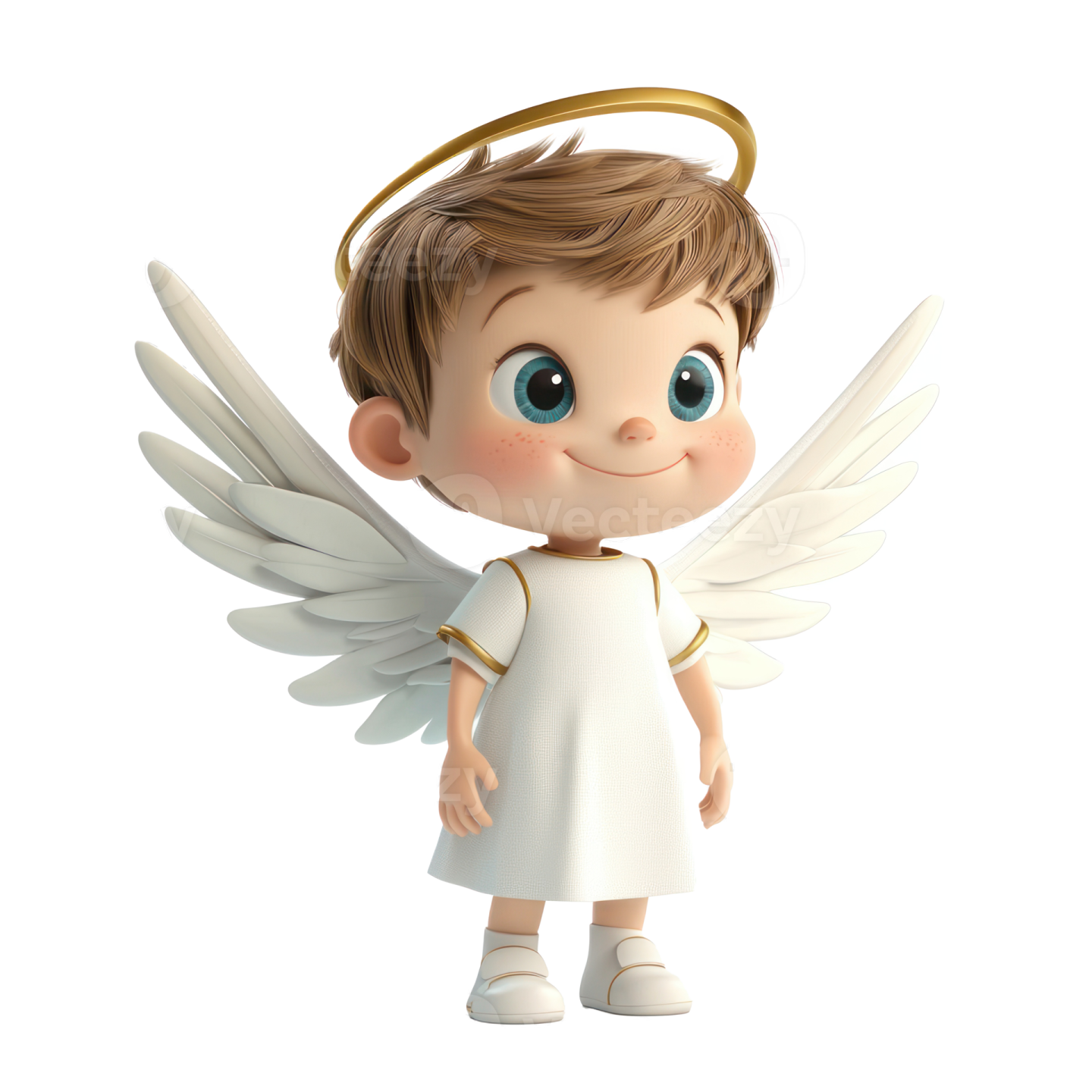a cute little angel with wings and halos