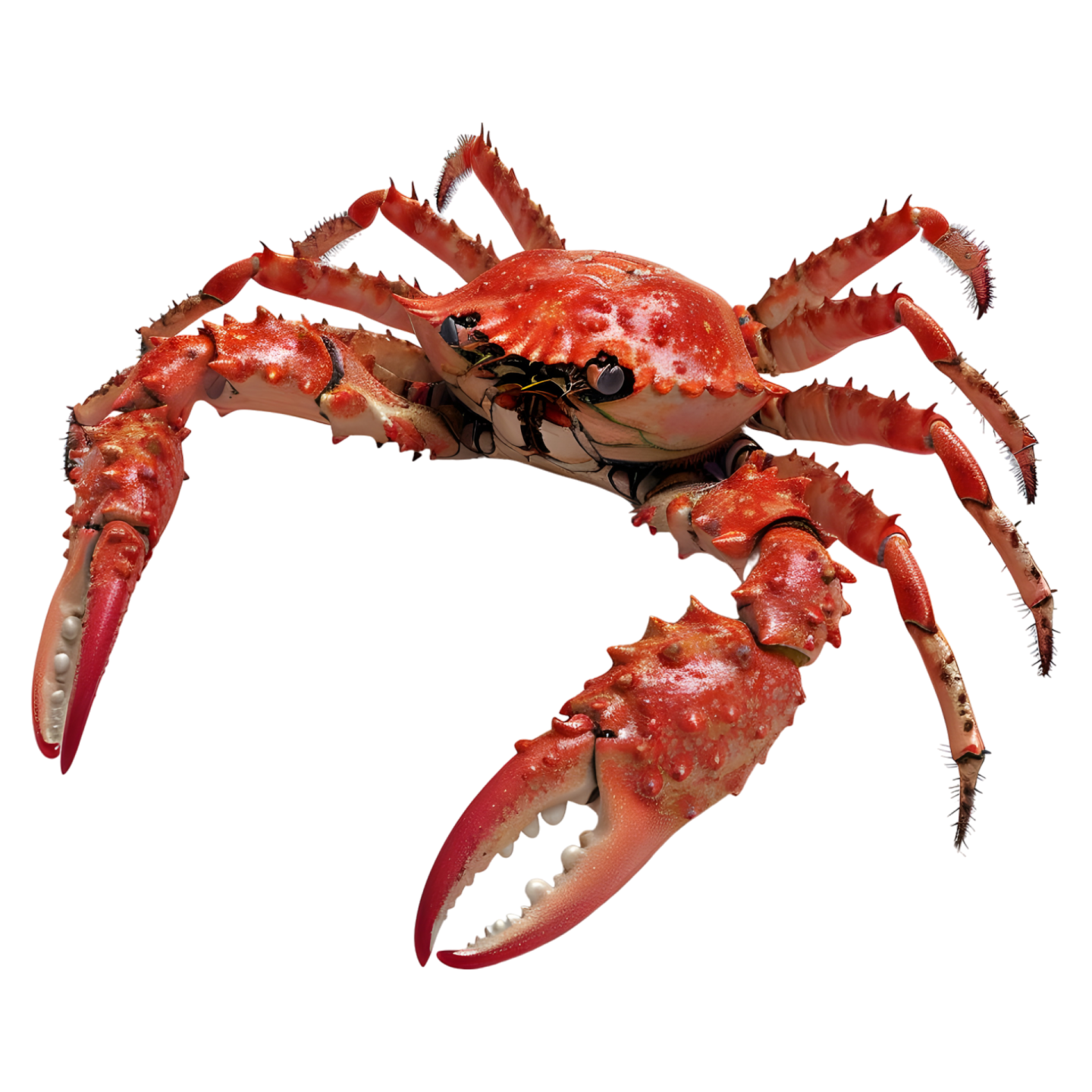 a red crab on a white background
