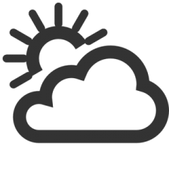 a black and white image of a sun and cloud