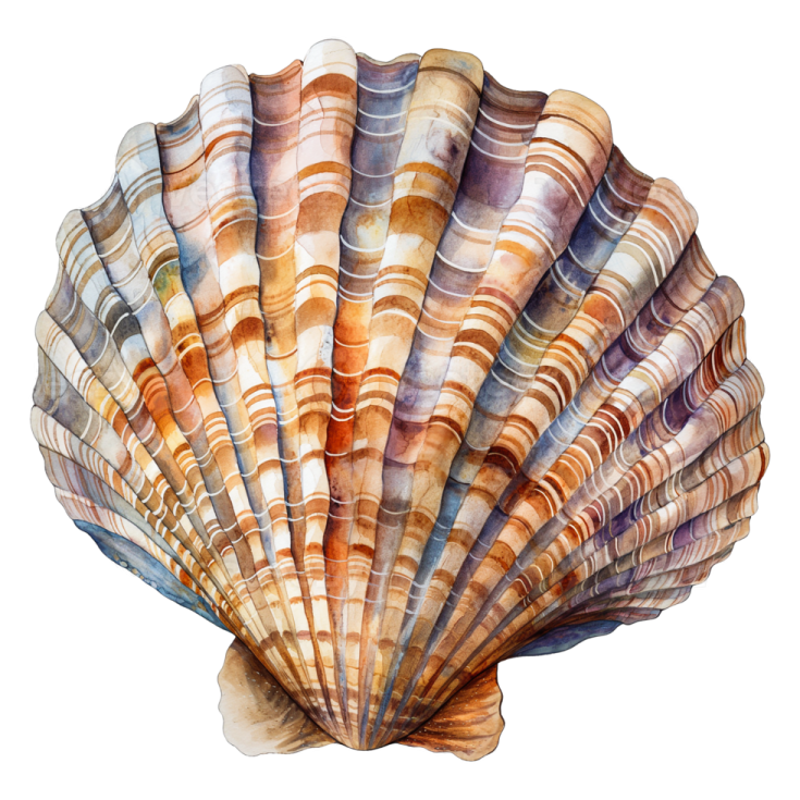 a watercolor painting of a seashell