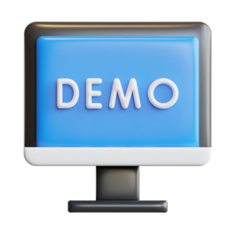 a computer screen with the word demo on it