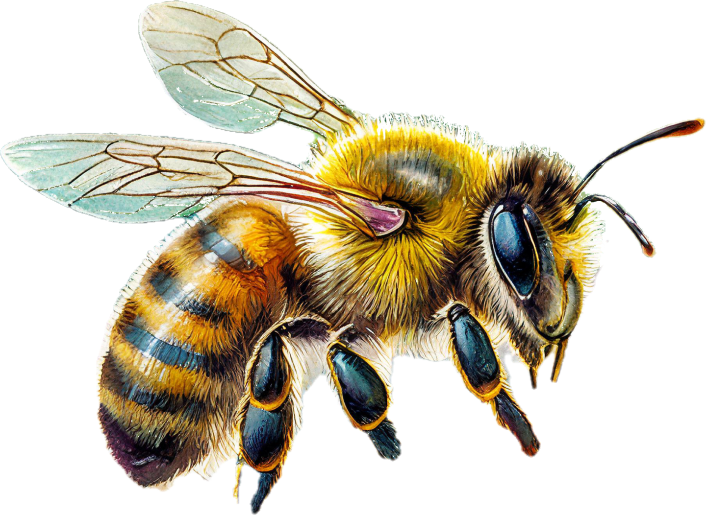 a watercolor drawing of a bee