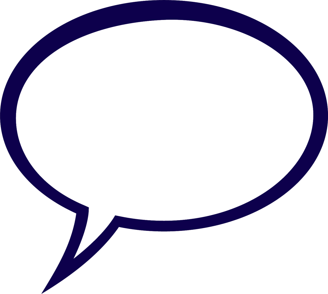 a black and white speech bubble