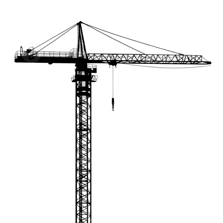 a black and white silhouette of a crane