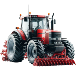 a red tractor on a white background