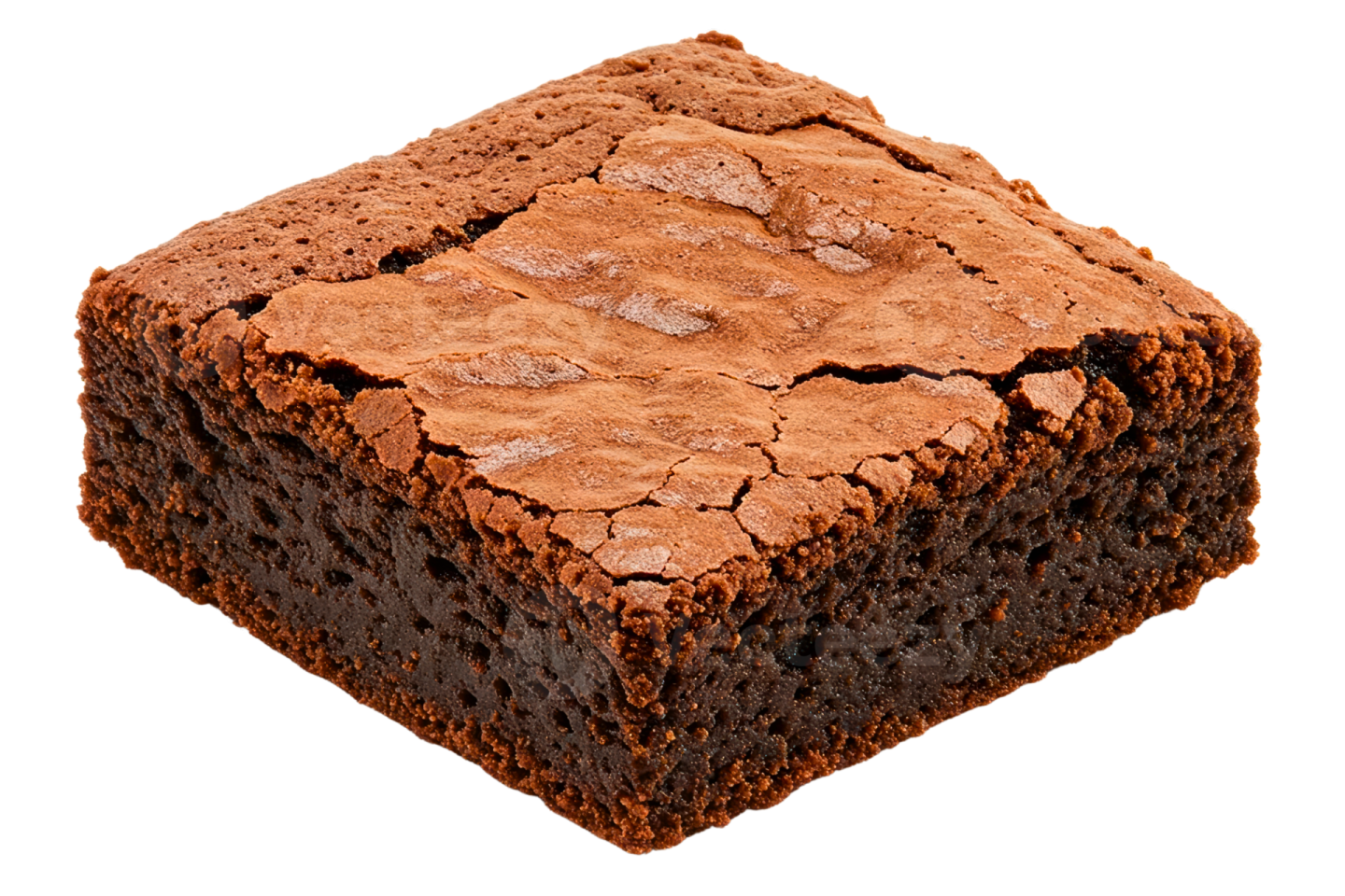 a piece of brownie on a white background