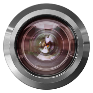 a camera lens on a white background