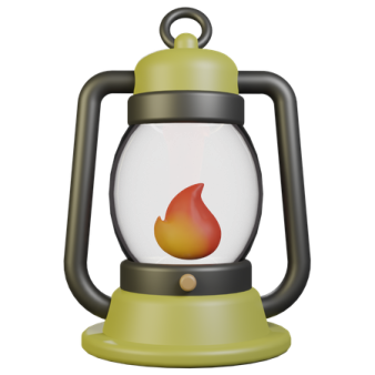 a lantern with a flame in it