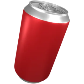 a red can of soda on a white background