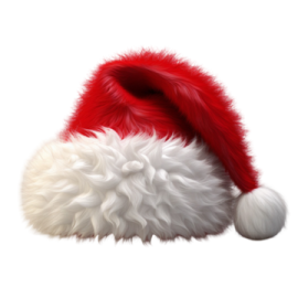 a red and white santa hat on a white background