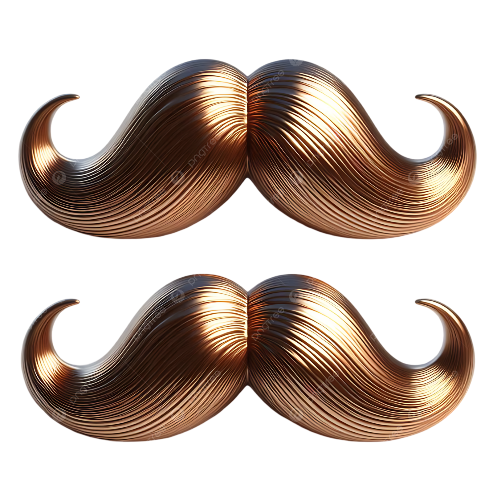 two gold mustaches on a white background