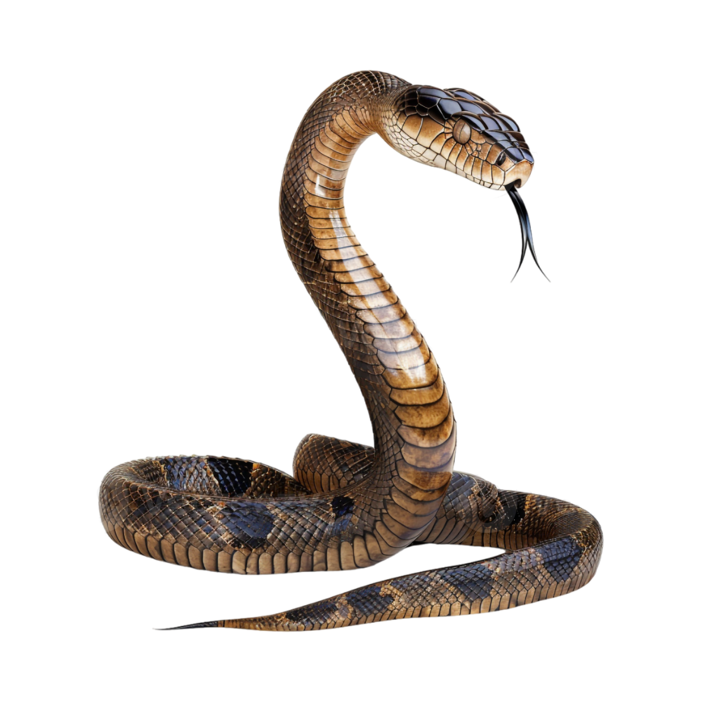 a brown snake with its mouth open