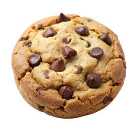 a chocolate chip cookie on a white background