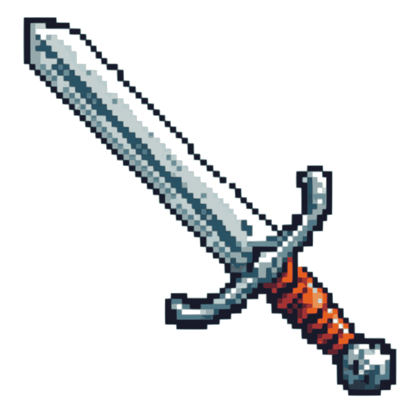 a pixel style sword with a red handle