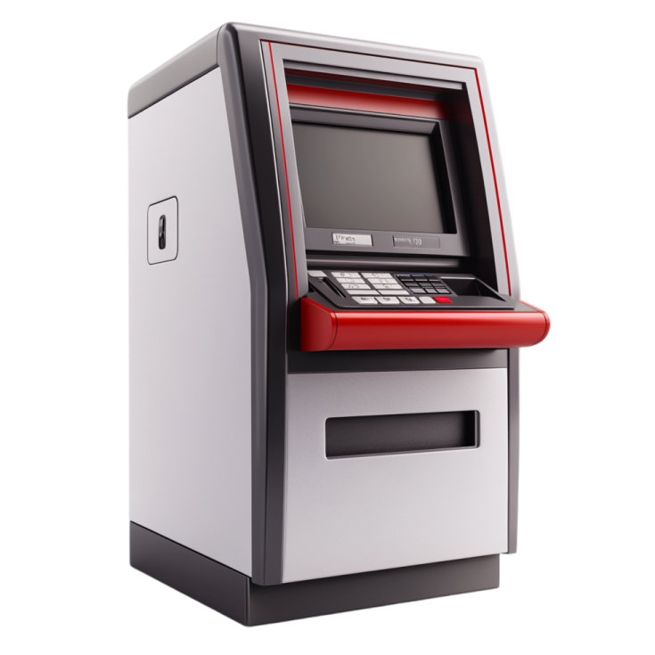 an atm machine on a white background