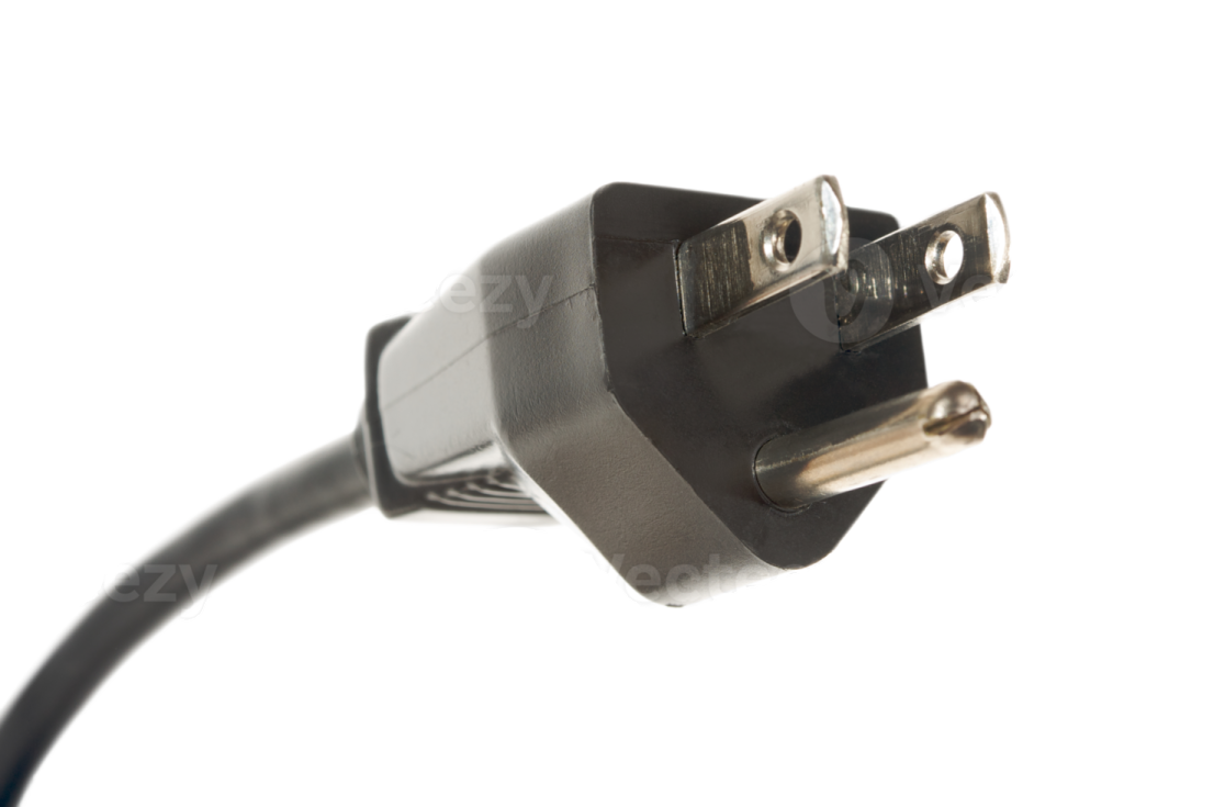a black power cord with a white background