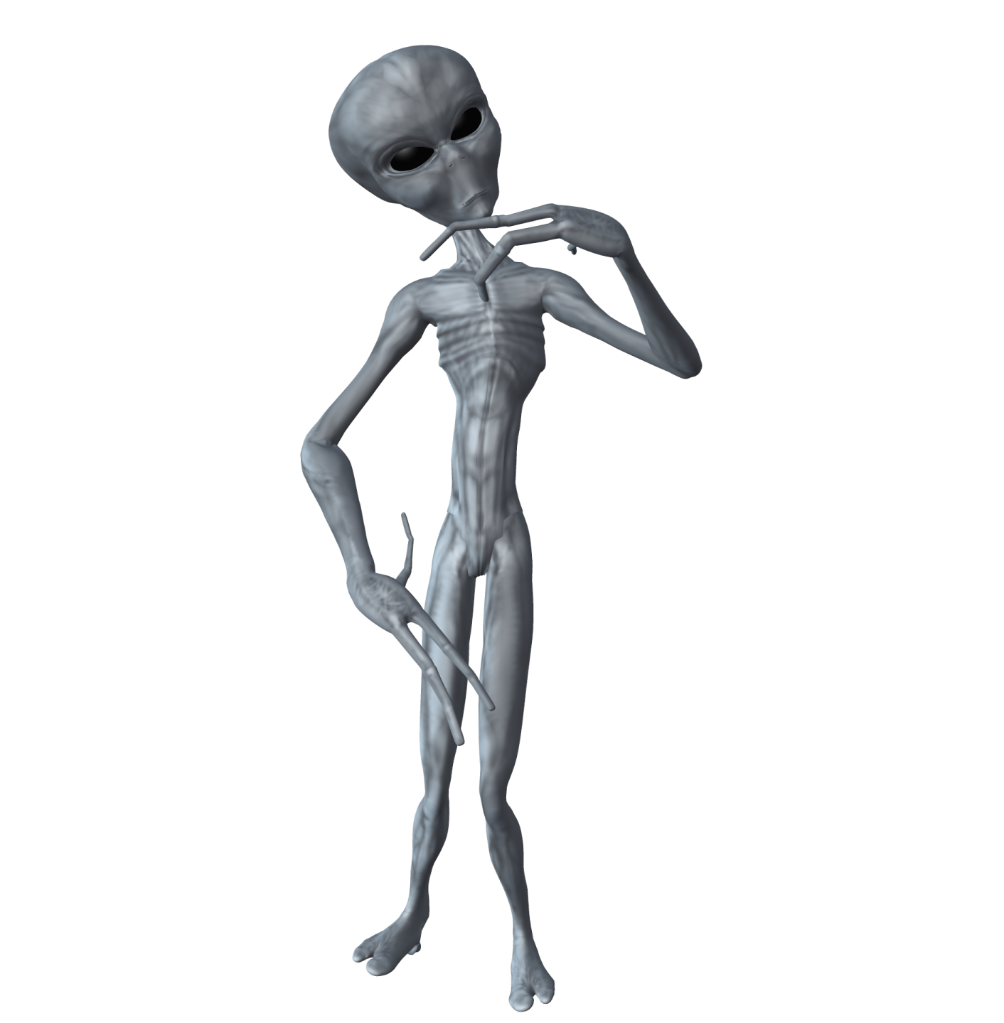 an alien standing on a white background