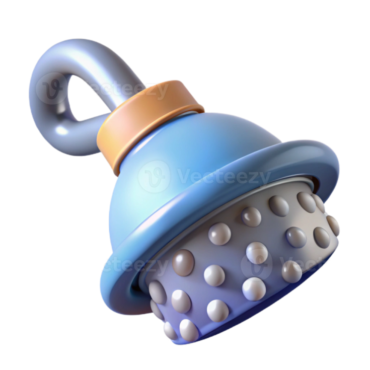 an image of a blue and white shower head