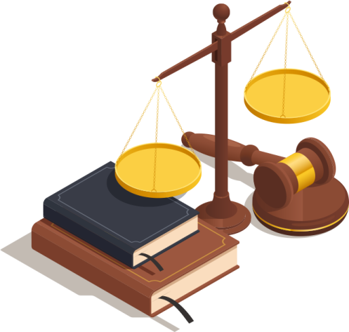 a judge's gavette with a book and scales