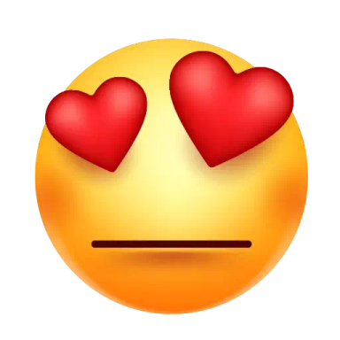 a smiley face with two hearts on it