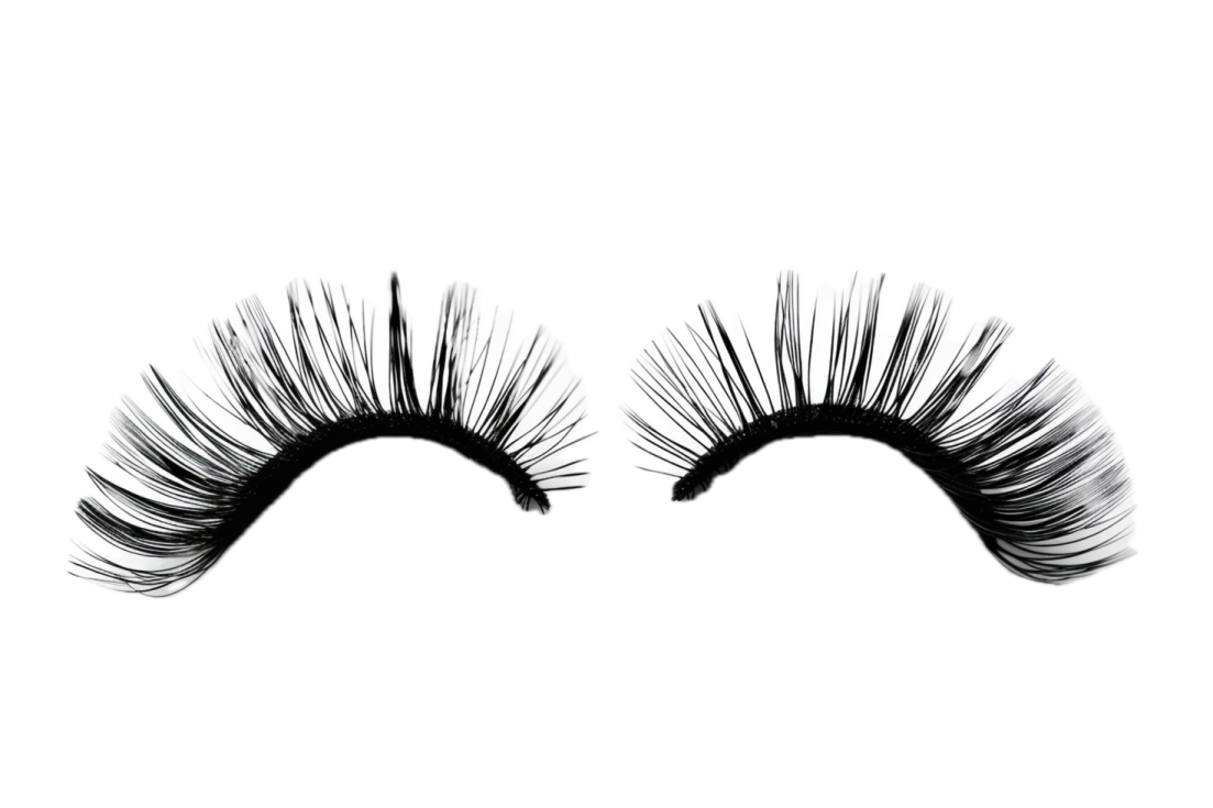 a pair of eyelashes on white background
