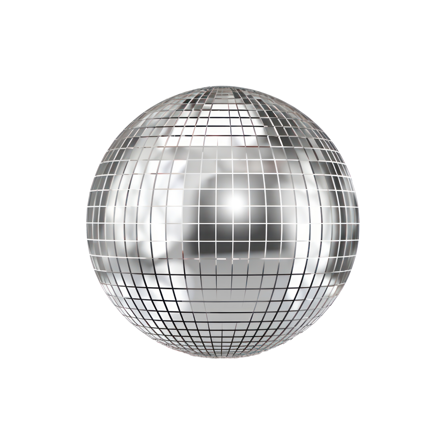 a silver disco ball on a white background