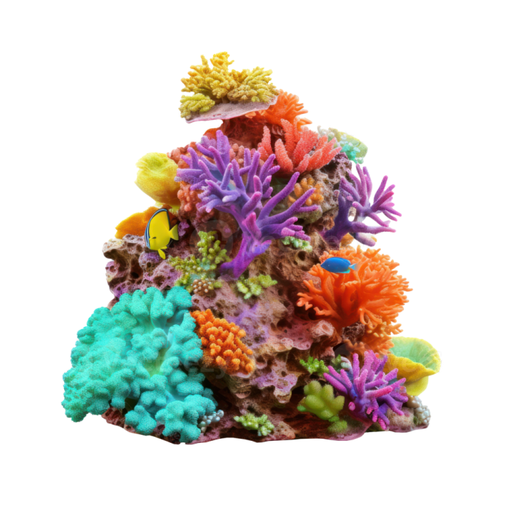 a colorful coral reef on a white background